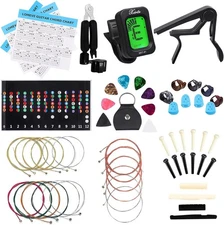 Guitar Essentials: 59-Piece Acoustic Accessories Kit with Tuner and 3-in-1 Tool