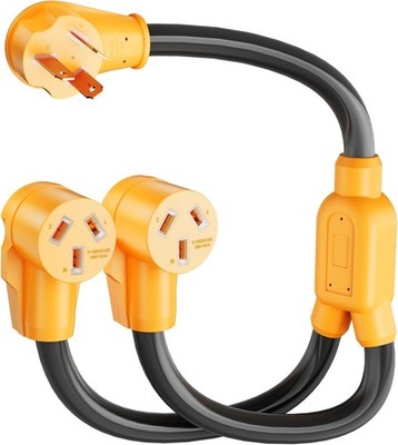 10-50P to 2X 10-50R Y Splitter, Range Power Cord 3 Prong 50 Amp 250V 10-50 Split