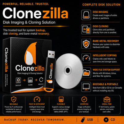  Clonezilla - Professional Backup/Restore Your Drive | Live CD and USB | LATEST