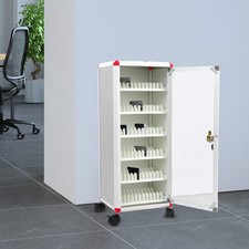 72 Slots Cell Phone Locker, Portable Phone Storage Cabinet with Wheels Lockable