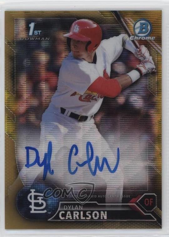 2016 Bowman Draft Chrome Pick Gold Wave Refractor 11/50 Dylan Carlson Auto v9t