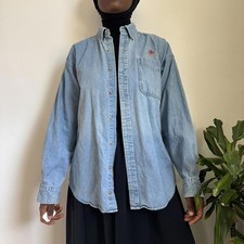 Vintage blue denim button-up shirt size M