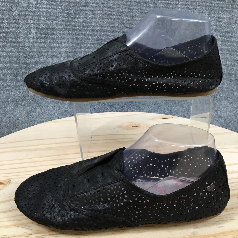 Zapatos planos de ballet Roxy para mujer 9 Perrie sin cordones negros malla cómodos parte superior baja Foto 2 de 4