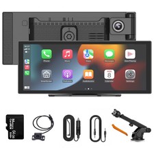 11 Inch Wireless Apple CarPlay Android Auto Screen for Car,with 4K Dash Cam...