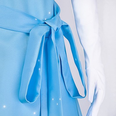 blue dress with flower applique 3D Floral Applique Ball Gown CB105