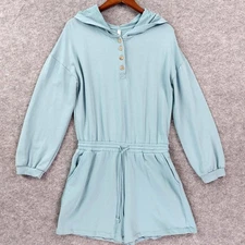 Wishlist Romper Sz M/L Hooded Long Sleeve Button Pockets Leisurewear Sporty