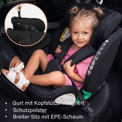 Kindersitz für das Auto,abnehmbar,waschbar, höhenverstellbar, Memory-Schaumstoff