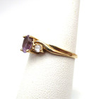 10K Yellow Gold Amethyst & Clear Stone Ring Size 7.25 1.6 Gr [R382] — photo 2