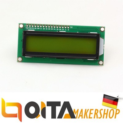 Character 16x2 LCD Display Module 1602 Schwarz auf Grün 5V + 40Pin Header Strip