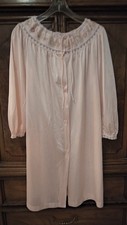 Vintage Lorraine Pink Sleepwear Button Robe Floral Lace CollarSize S