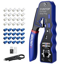 RJ45 Crimp Tool Kit for Cat5e Cat6 Cat6a Ethernet Pass Through Connectors