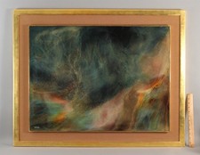 Large Signed LEONARDO NIERMAN Mexican Modernist Abstract Seascape Oil Painting