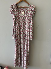Prospect The Label Dress Womens XS Floral Square Neck Puff Sleeve Jersey Maxi