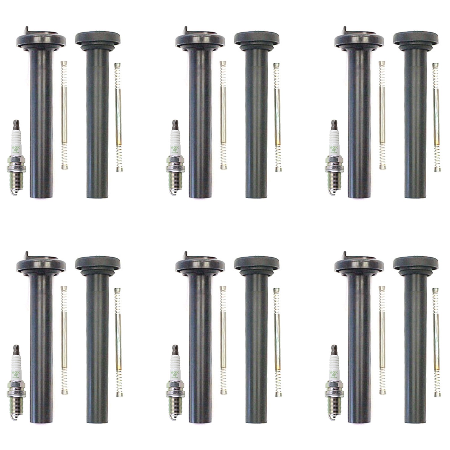 NGK 6 V-Power Spark Plugs  Denso Coil Boots Kit for Isuzu Rodeo 3.2L V6 6VD1 W