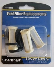 NOS BOATER SPORTS 53110 PKG OF 3 FUEL FILTER REPLACEMENTS 1/4" 5/16" 3/8"