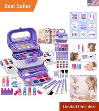 58 Pcs Kids Makeup Kit for Girl, Princess Toys Real Washable Cosmetic Set wit...