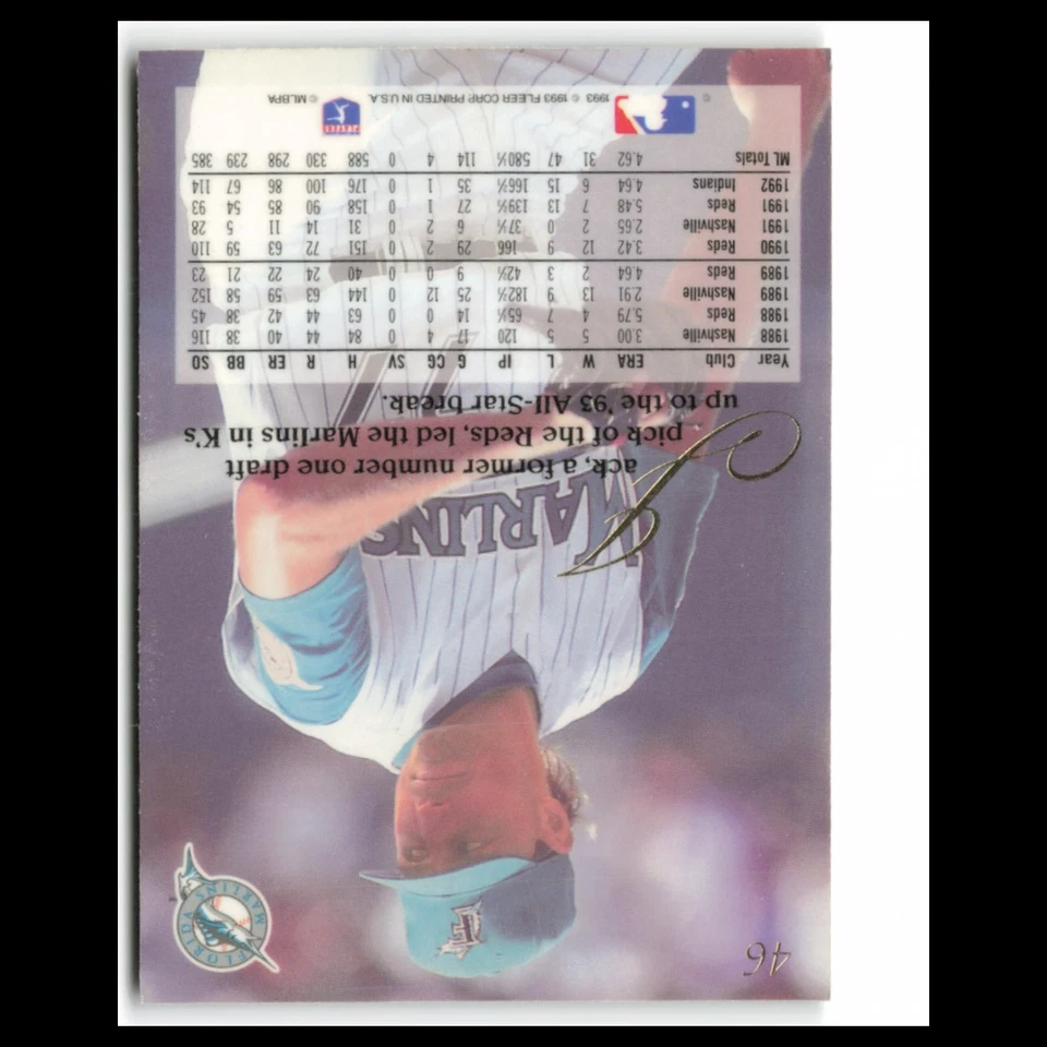 Jack Armstrong #46 1993 Flair Florida Marlins Baseball Card MLB NM - Image 2 of 3