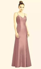Alfred Sung Dusty Rose Bow Back Satin Twill Trumpet Gown Size 0 $248 D780