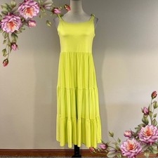 PURE Summer lime color Sleeveless Midi Dress made with bamboo