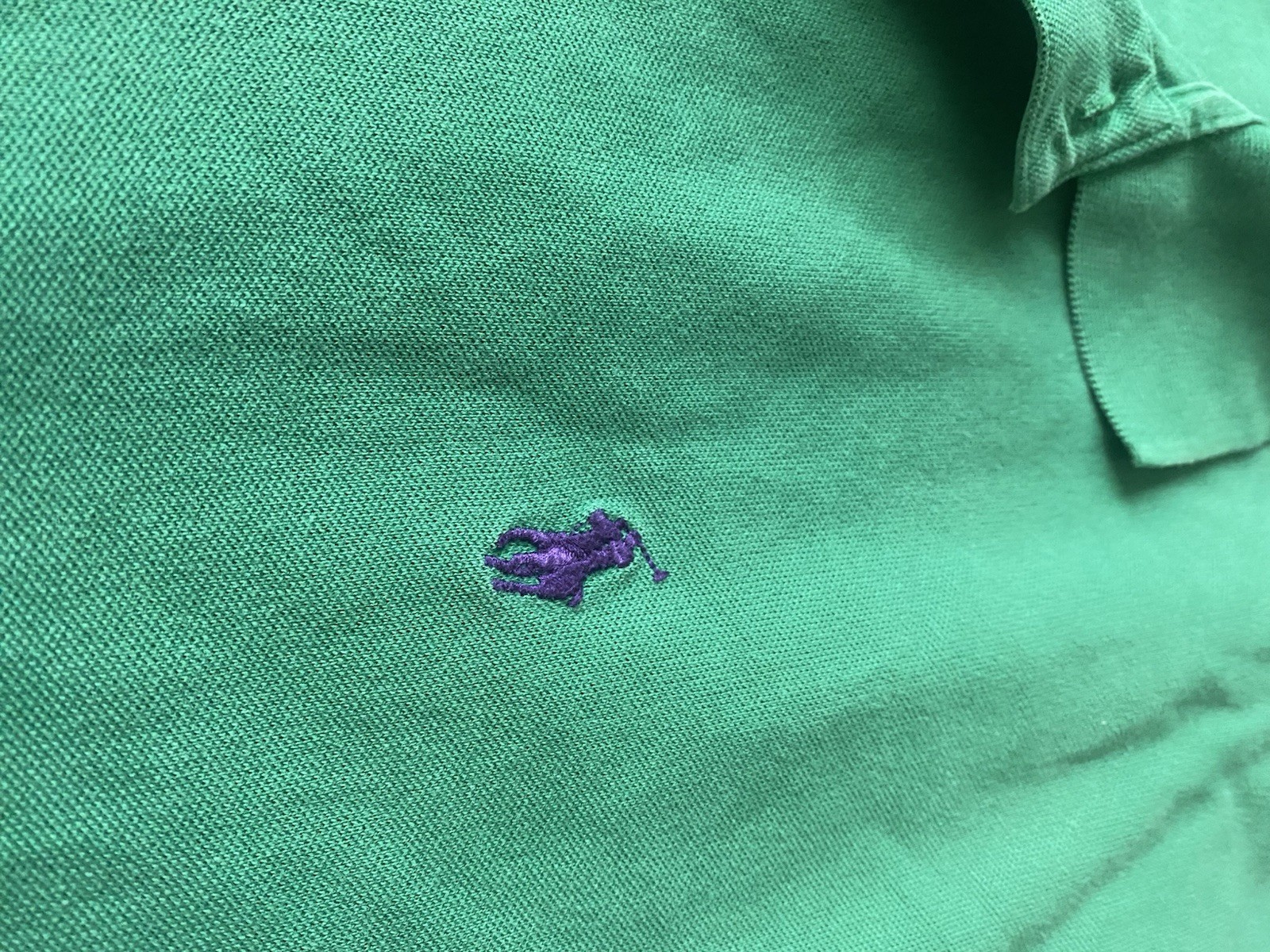Polo Ralph Lauren camicia uomo 2XL verde manica corta blu pony 100% cotone