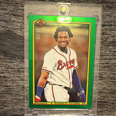 Topps 2020 Bowman 1990 Bowman Ronald Acuña Jr. Green Refractor /99 Braves