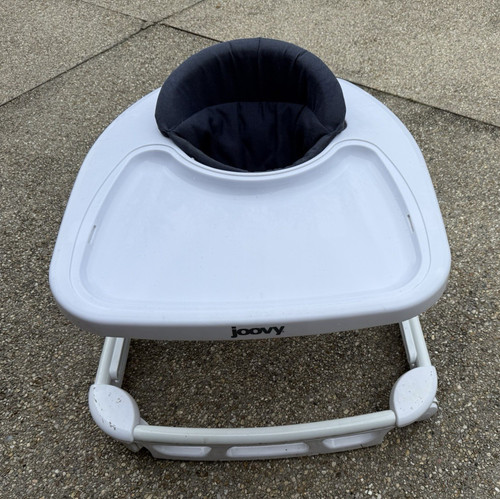 Joovy Spoon Walker Fold-Flat Baby Walker Activity Center, White/Gray