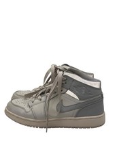 Air Jordan 1 Mid Light Bone Kids Shoes 5 Gray Leather Basketball Sneakers