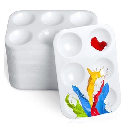 10 Stück Farbpalette Tiefbrunnen Kunststoff weiß Mischschale für Kinder Kunst & Malerei