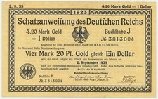4,20 Goldmark Banknote Schatzanweisung des deutschen Reich 25.08.1923 (04)