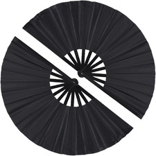 2 Pack Large Folding Hand Fan, Nylon-Cloth Vintage Retro Fabric Fans, Chinese Ku