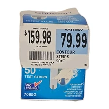 Bayer 7080G Contour Glucose Blood Test Strips 50 Total Count Exp 12-31-25