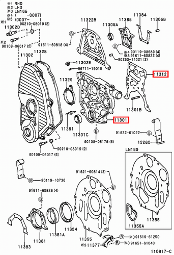 Genuine Hiace LXH22 LXH18 LXH12 LH184 5L 2L Timing Gear Cover Case w Gasket - Picture 11 of 20