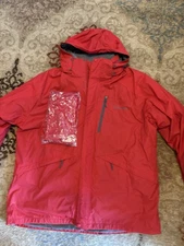 Columbia Men’s Jacket XXL Red Interchange Removable Hood, And Liner, Free Hat