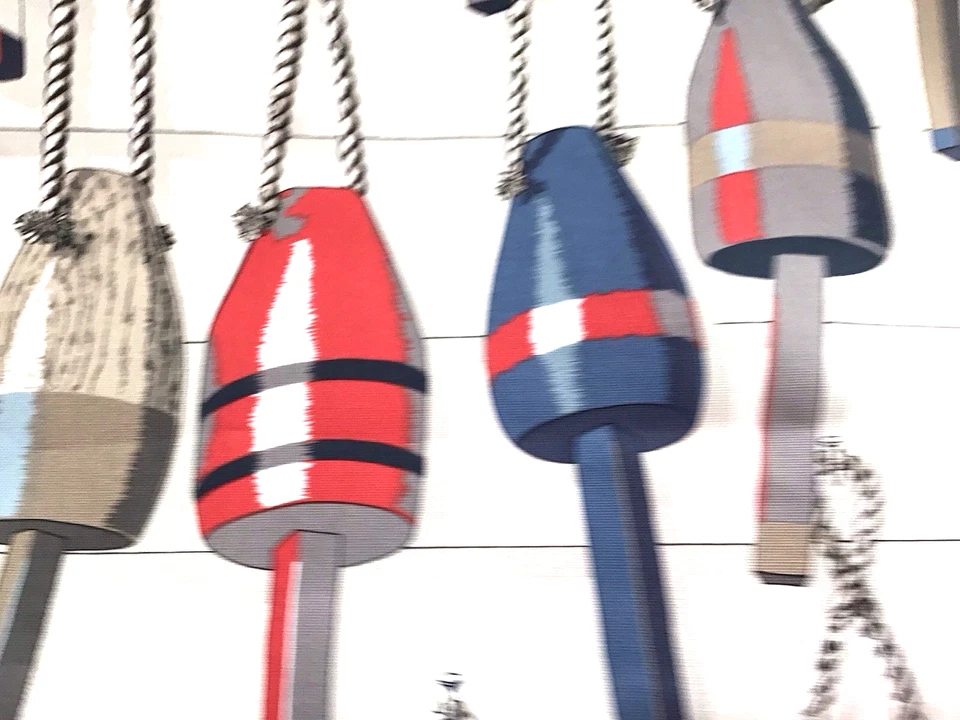 "Lote de dos yardas de tela con estampado de boyas náuticas de Covington Cotton Duck 54""" Foto 2 de 4