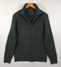Banana Republic Sweater Men's Large Green Pullover Mock Neck Long Sleeve 1/4 Zip