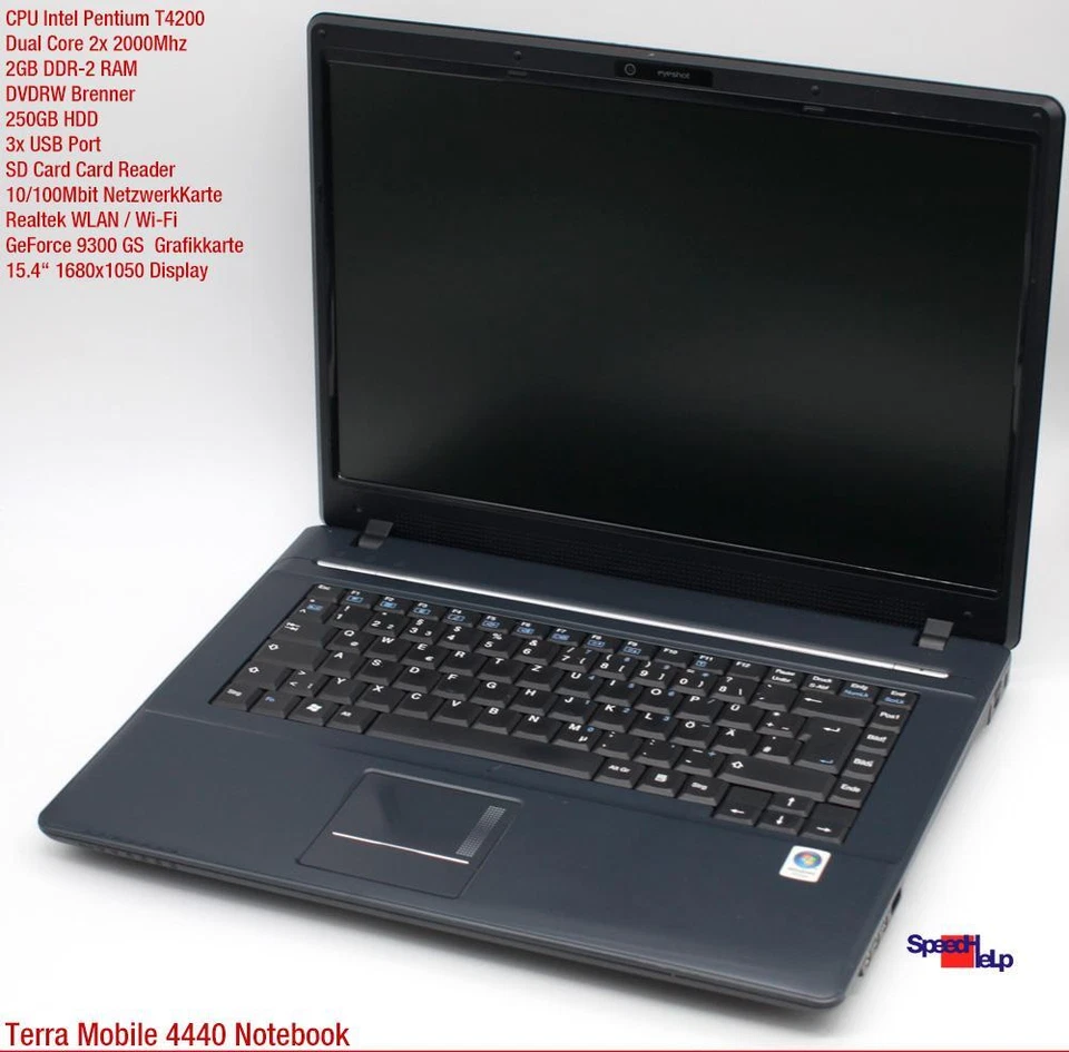 Terra Mobile 4440 Notebook Laptop Windows XP GeForce 9300 1680x1050 15.4" 250GB - Image 2 of 4