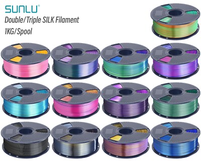 SUNLU 1.75MM PLA+ SILK Filament Dual/Triple 360° Spin Unveils Varied Colors