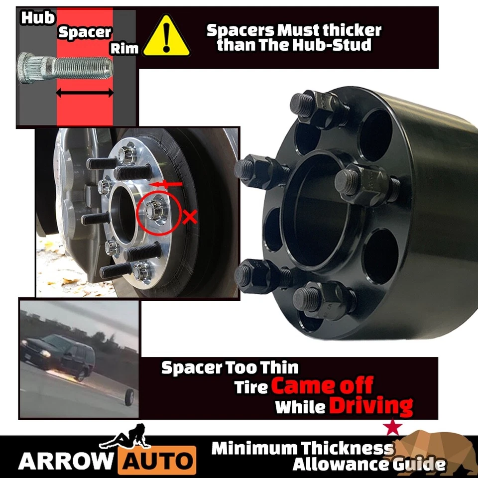 2x 3" 5x5" (127 mm) Hub Centrant Adaptador Espaciador Ajuste 07-18Wrangler/Grand Cherokee Foto 4 de 4