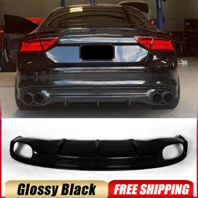Fit For Audi A7 S-Line S7 2011-2014 Gloss Black Rear Bumper Diffuser Lip Spoiler