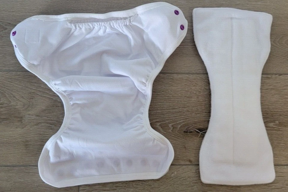 Pañal de tela blanco sin inserción hecho a mano lavable-tela hecho en EE. UU. talla L NUEVO Foto 4 de 4