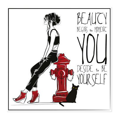 Postereck 2466 Poster Leinwand Fashion Plakat, Beauty Begins Motivation Spruch