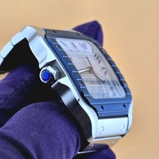 Cartier Santos de Cartier 40 mm WSSA0047 B&P Extra Strap Blue PVD Bezel Men's 15