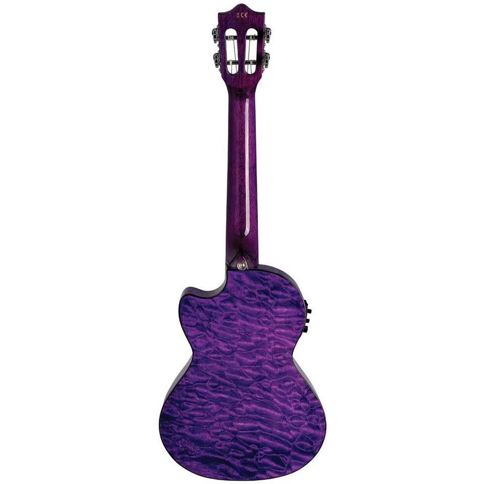 Lanikai QM-PUCEC Quilted Maple Purple Cutaway A/E Concert Ukulele with Foam Case - Image 2 of 4
