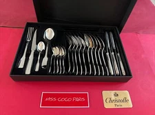 24 Piece Cutlery Set Christofle Versailles Good Condition Silver Plated Box N3