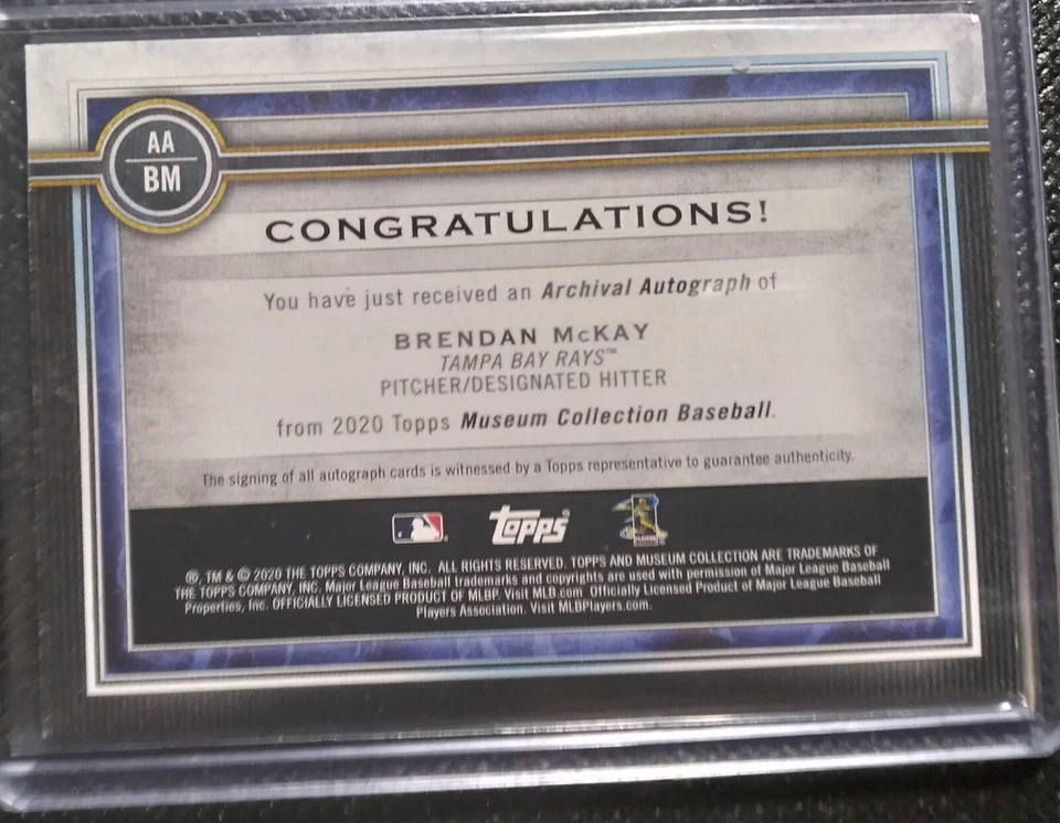 2020 Topps Museum Collection Brendan McKay Rookie Auto 35/299 AA-BM - Image 2 of 2