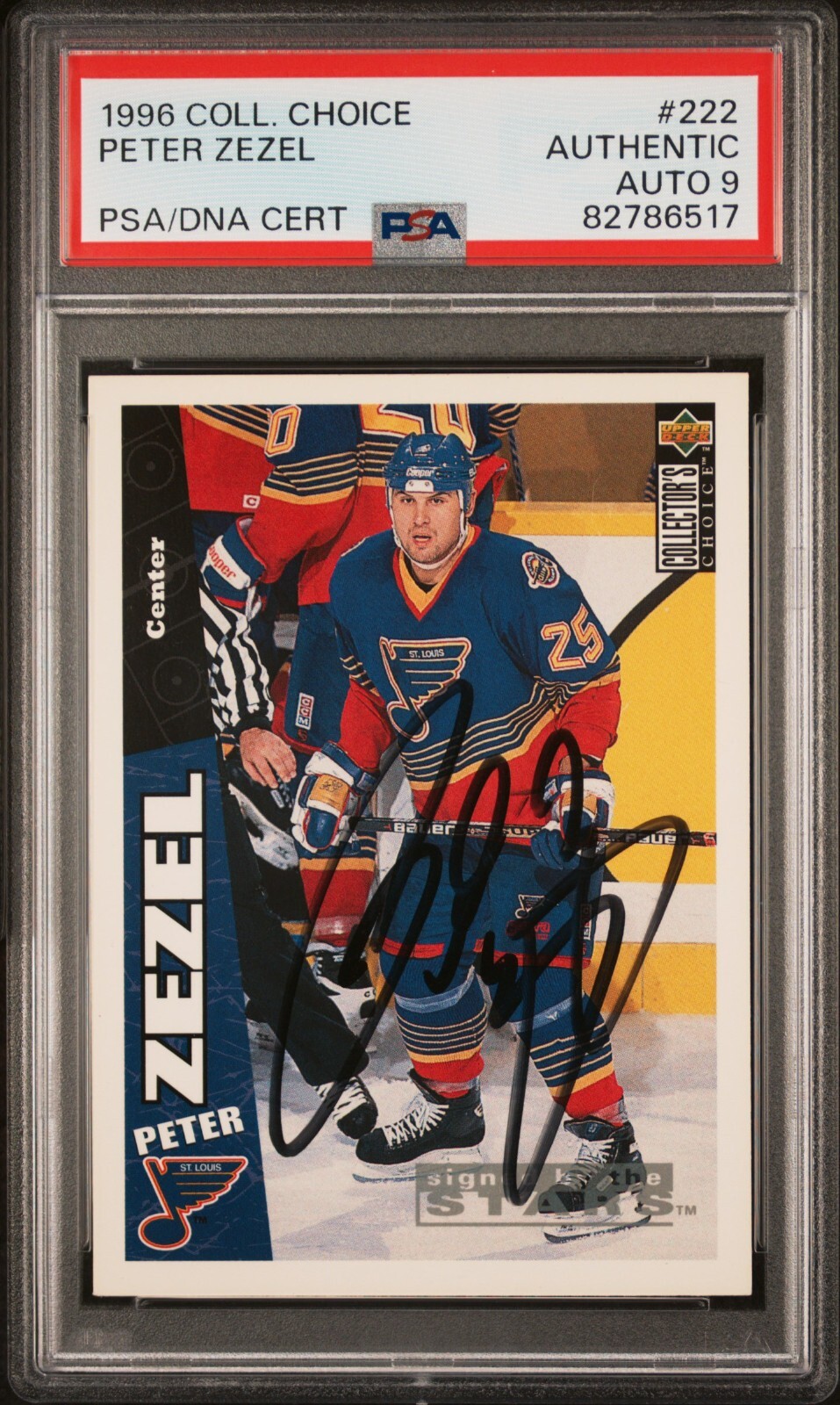 1996-97 Peter Zezel Upper Deck Collector's Choice Autograph PSA Authentic Auto 9