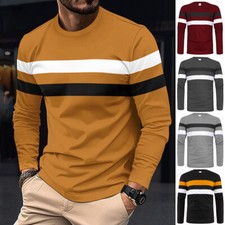 Men Long Sleeve T Shirts Mens Crew Neck Work Casual Pullover Basic Tee Tops  