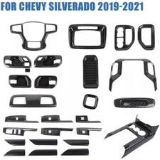 ✅ Carbon Fiber Console Steering Air Vent Handle Cover Trims For Chevy Silverado