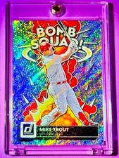 Mike Trout RARE SILVER SPARKLE REFRACTOR BOMB SQUAD DONRUSS SP INSERT CARD MINT!