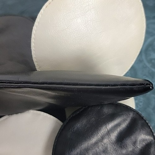 Royal Black & White Faux Leather Circles Handbag Boho Beaded & Wrapped Handle - Picture 13 of 14